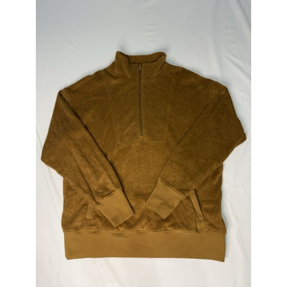 AERIE Offline Summer Lights Half Zip Oversized Sweatshirt Brown XXS